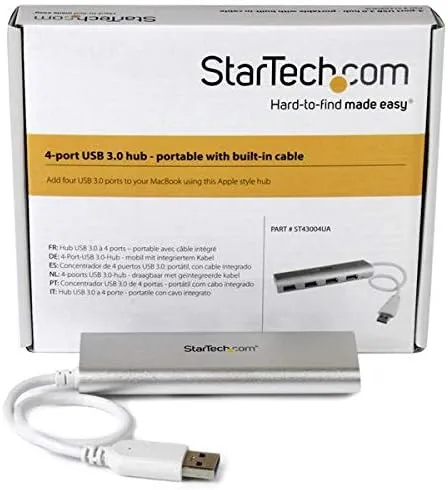StarTech.com 4-Port USB 3.0 SuperSpeed Hub with Built-in Cable