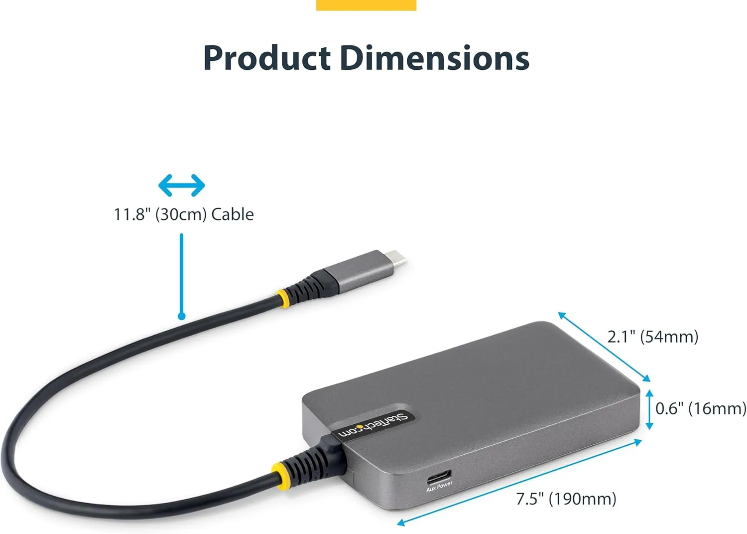 StarTech.com 4-Port USB-C Hub, 5Gbps, Bus Powered, Type-C to 4X Type-A with USB-C Auxiliary Power Input, Portable Hub
