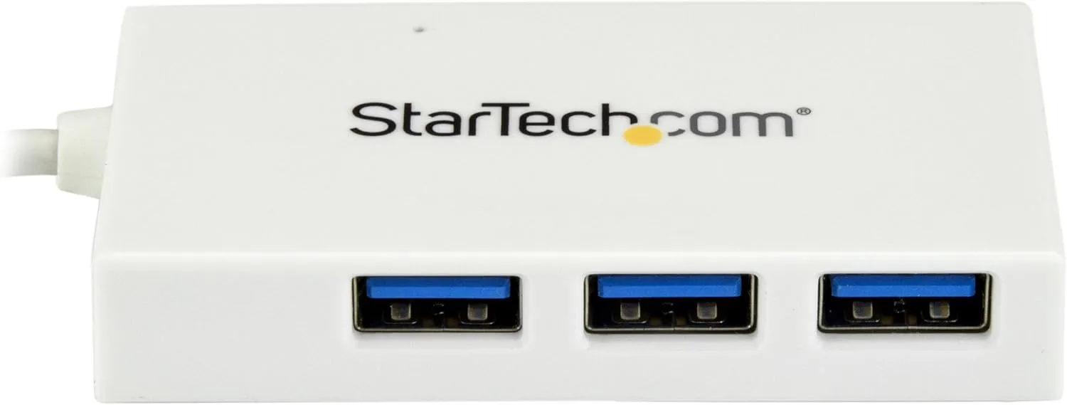 StarTech.com 4-Port USB 3.0 Hub - Powered USB 3.0 Hub - USB-C to 1x USB-C and 3X USB-A Adapter - 1x USB-C White