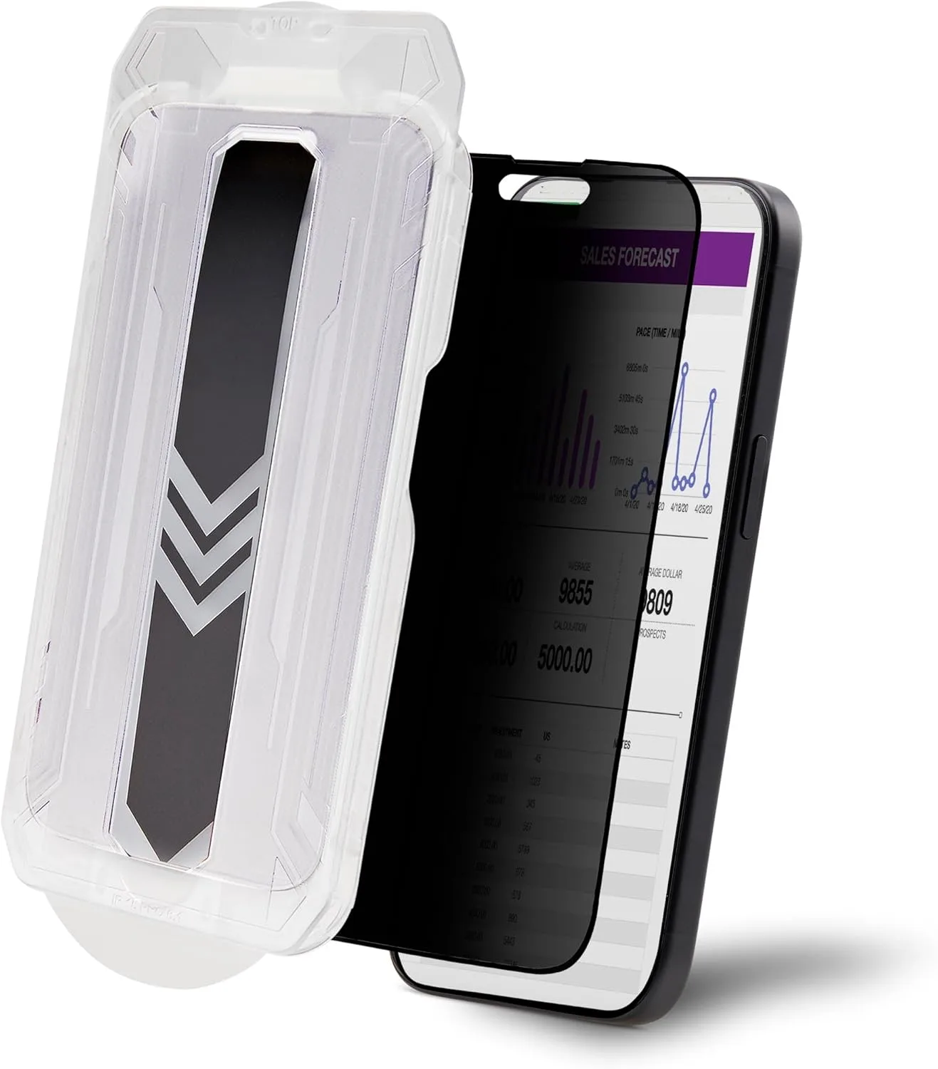 StarTech.com 4-Way Privacy Screen for iPhone 15 Plus, Portrait/Landscape, Touch-Enabled, +/- 30° View, Tempered Glass Filter
