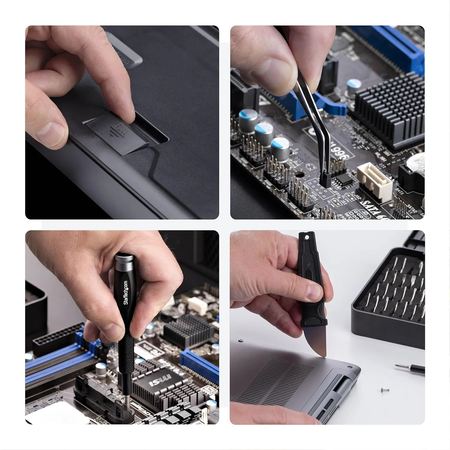 StarTech.com 40-Piece Computer Repair Toolkit for Laptop, PC, Electronics, 30-Bit Screwdriver Set, Magnetic Tray, Pry Tools
