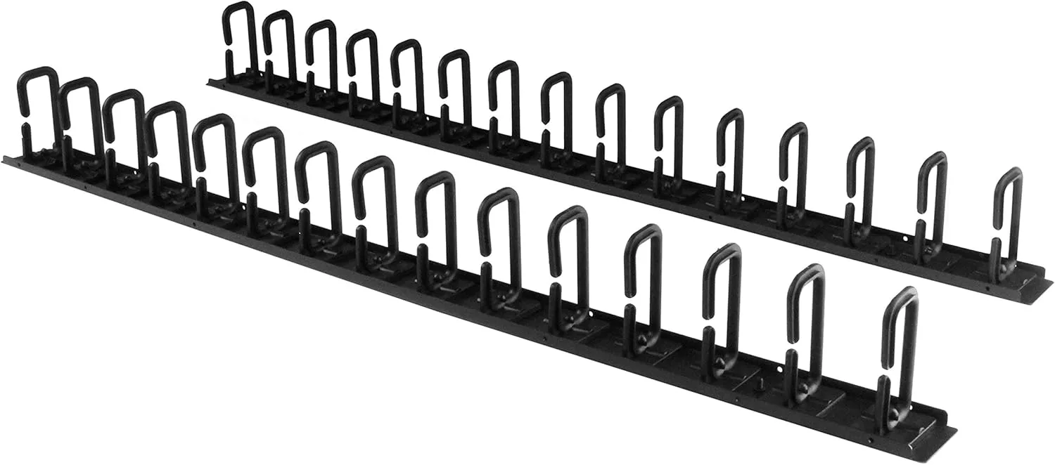 StarTech.com Vertical 40U Server Rack Cable Management Bundle with 19” Server Rack Cable Management Panel D-Ring Hooks + Cable Management Panel