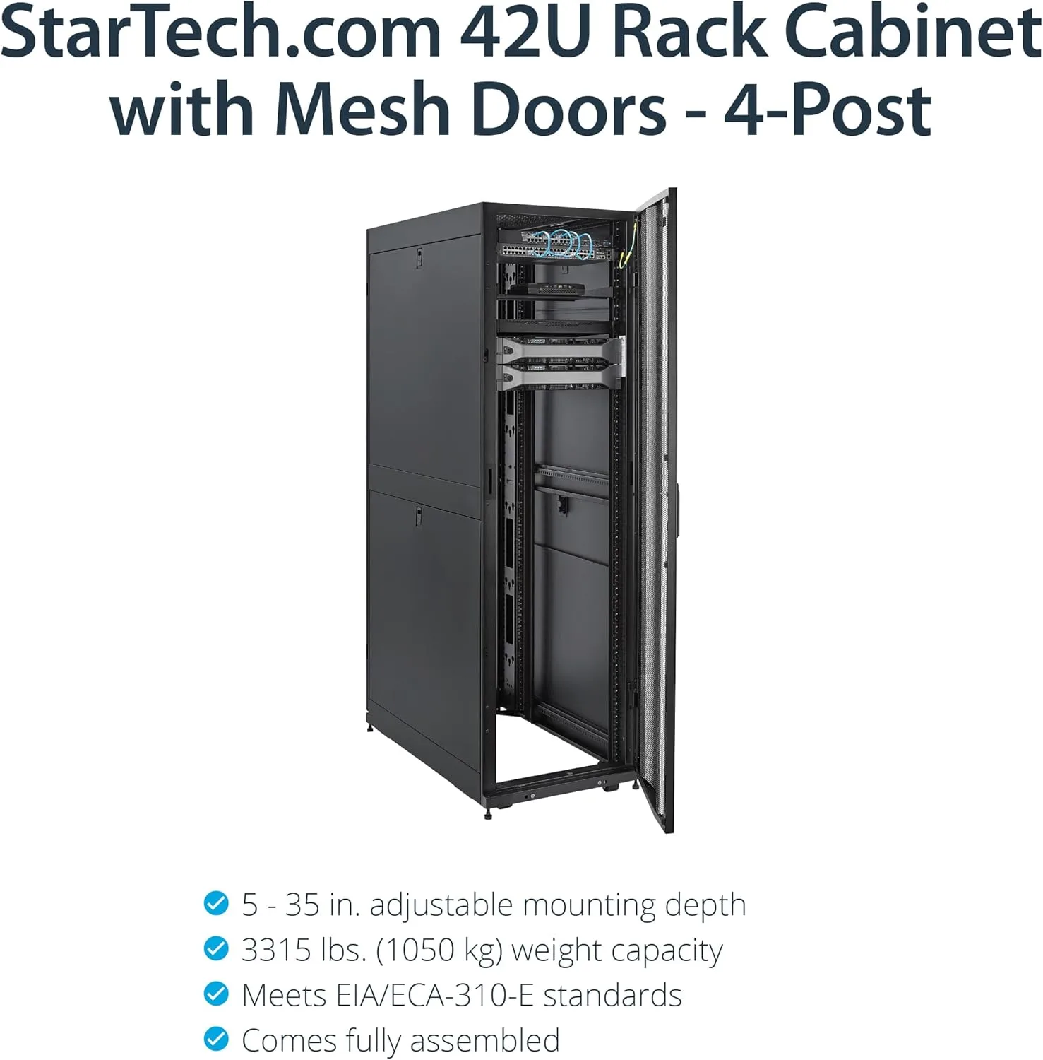 StarTech.com 4-Post Server Rack Cabinet, 19" Data Rack