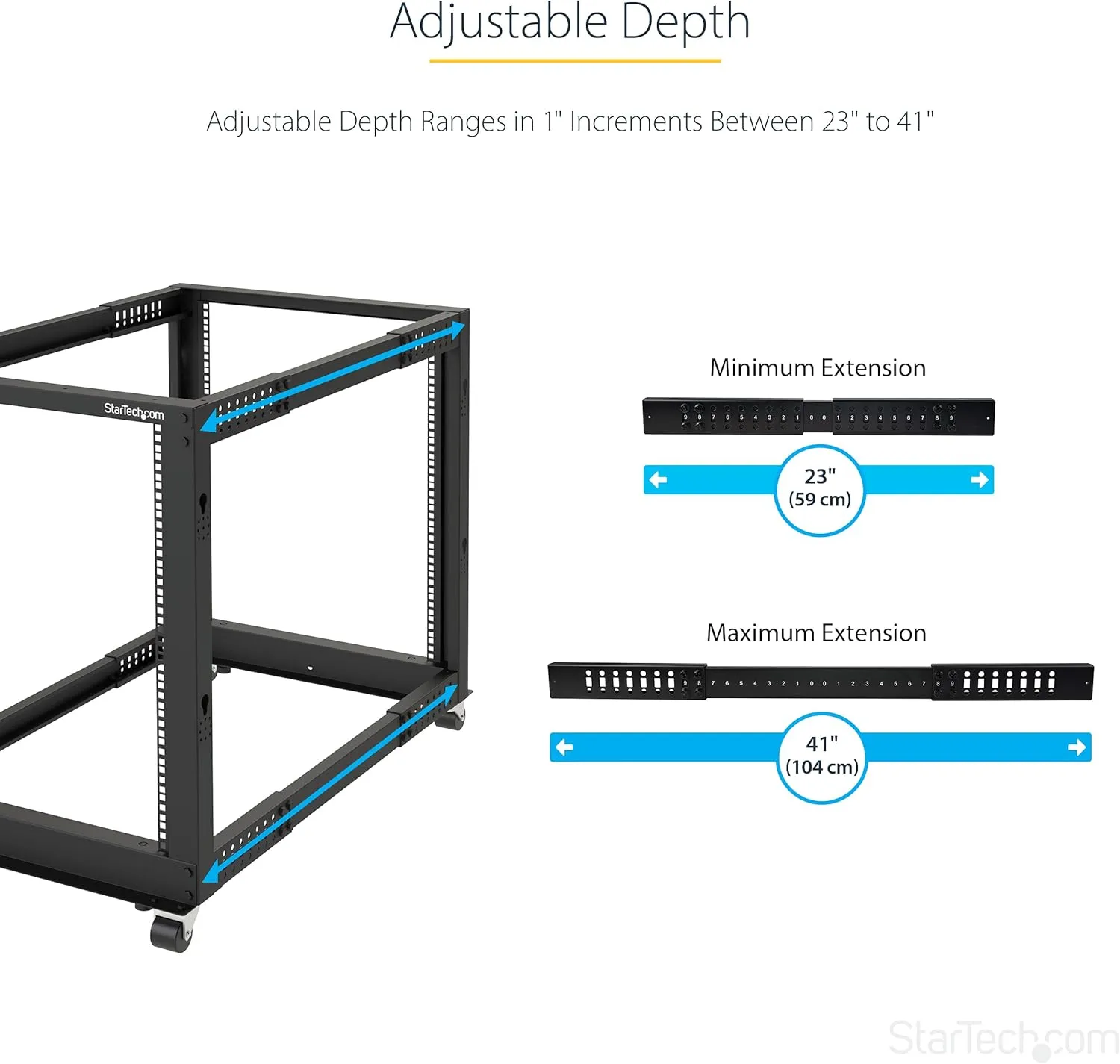 StarTech.com 4-Post Mobile Open Frame 19in Server Rack
