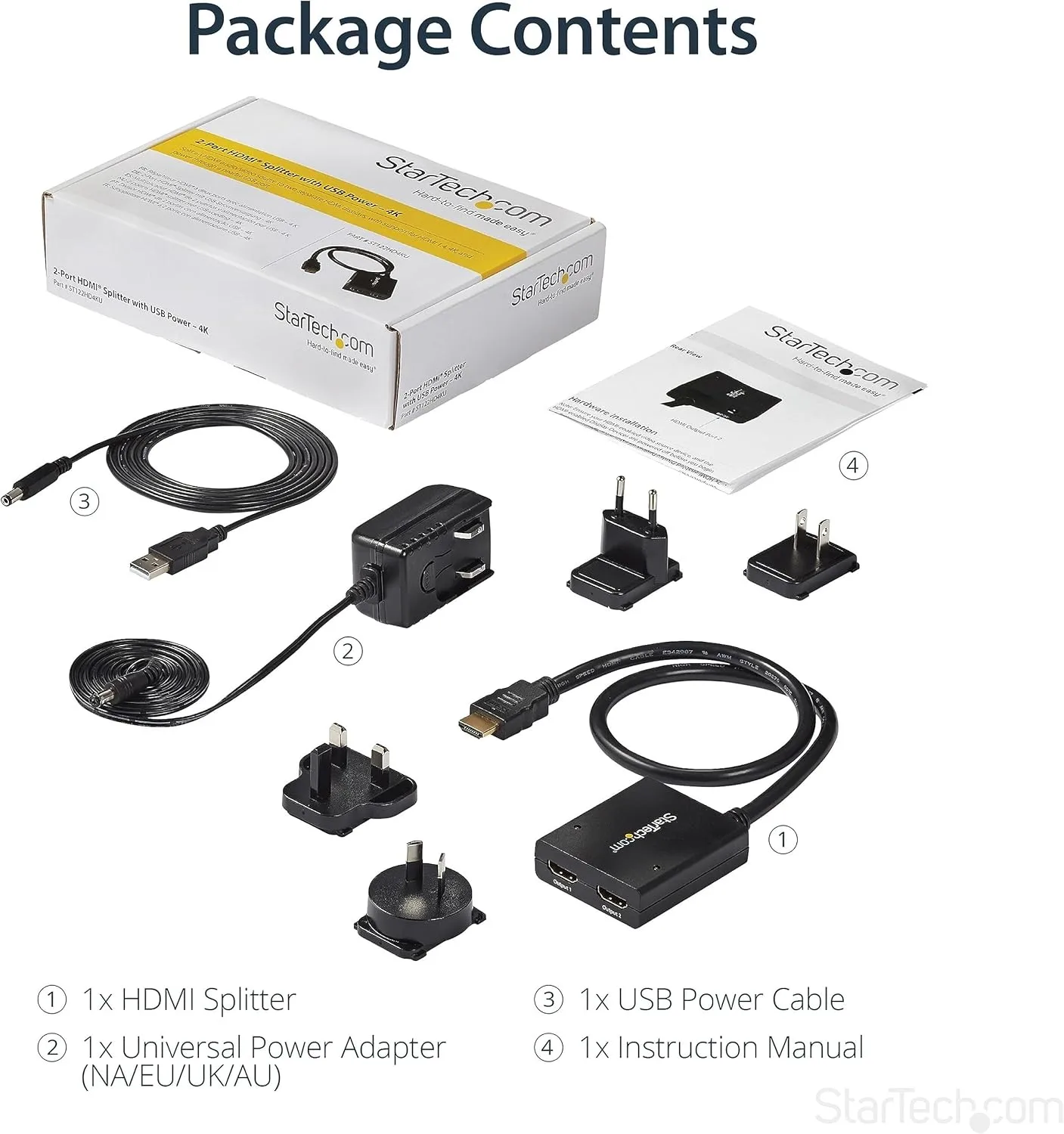 StarTech.com 2-Port HDMI Splitter (1 In 2 Out)