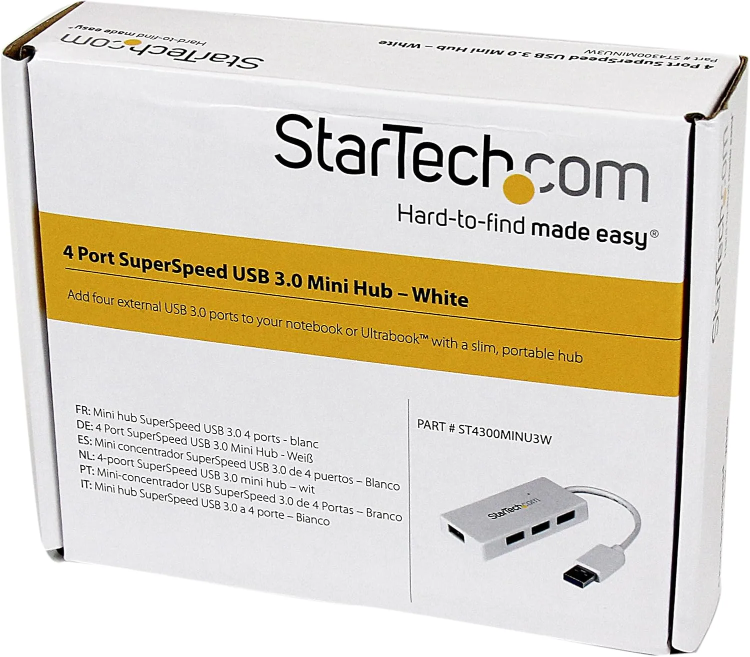 StarTech.com 4-Port USB 3.0 SuperSpeed Hub with Built-in Cable