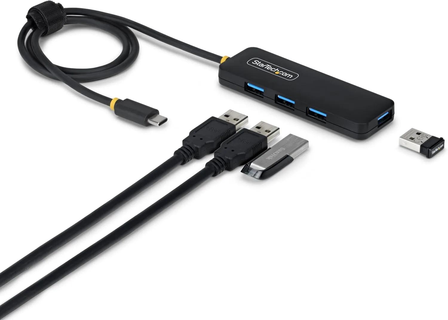 StarTech.com 4-Port USB-C Hub, 5Gbps, Bus Powered, USB-C to 4X USB-A Mini Hub, Extra Long 2ft/61cm Host Cable, PCR Plastic