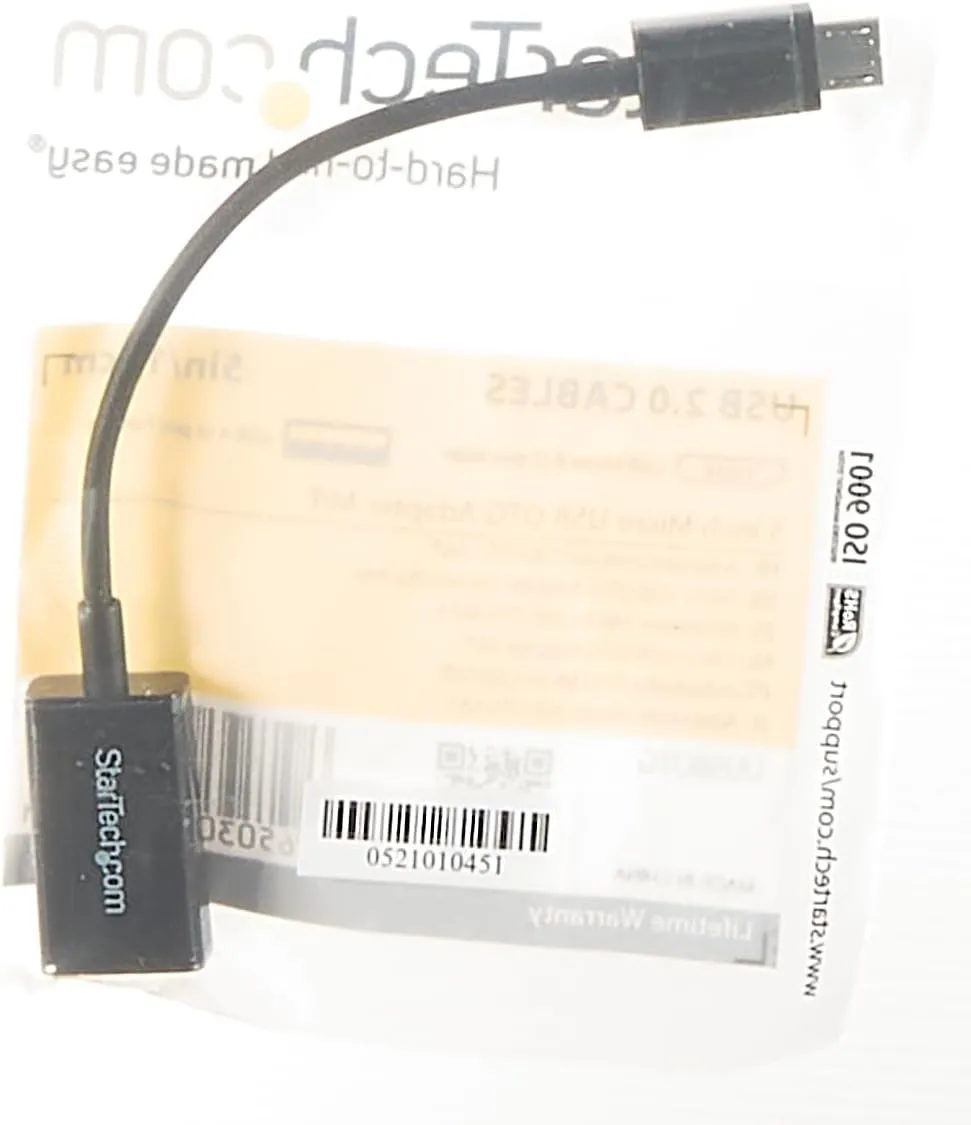 StarTech.com Micro USB On-The-Go (OTG) Adapter Cable - Micro USB Male to USB A Female