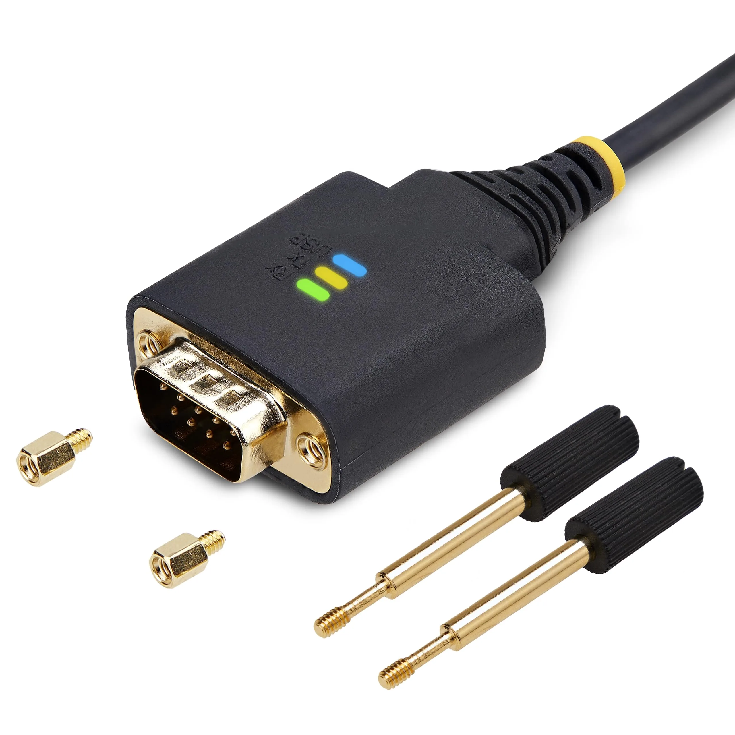 StarTech.com 6.6ft/2m USB to Serial Adapter Cable, COM Retention, FTDI, USB-A to DB9 RS232, Interchangeable DB9 Screws/Nuts