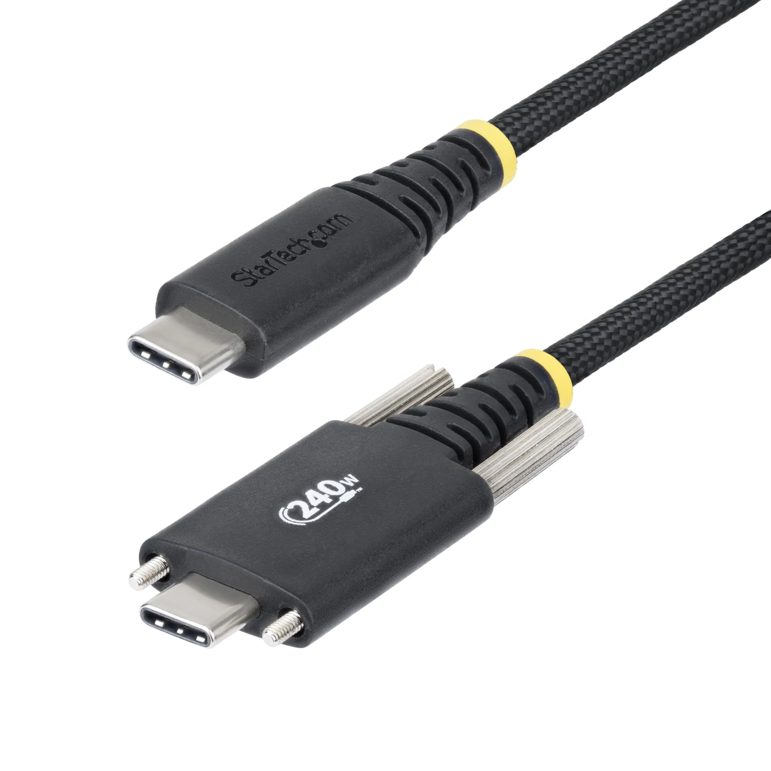 StarTech.com 6.6ft (2m) USB-C Charging Cable, Side Screw Locking, 240W (5A) PD EPR, Dual-Layer Silicone/Braided Jacket