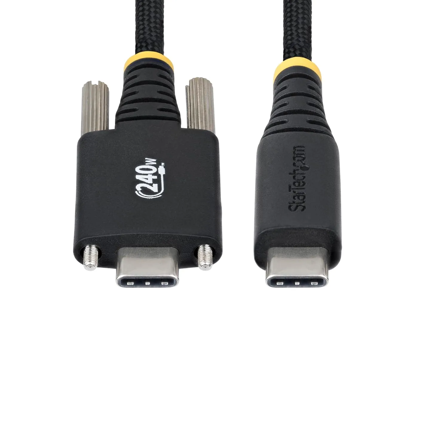 StarTech.com 6.6ft (2m) USB-C Charging Cable, Side Screw Locking, 240W (5A) PD EPR, Dual-Layer Silicone/Braided Jacket