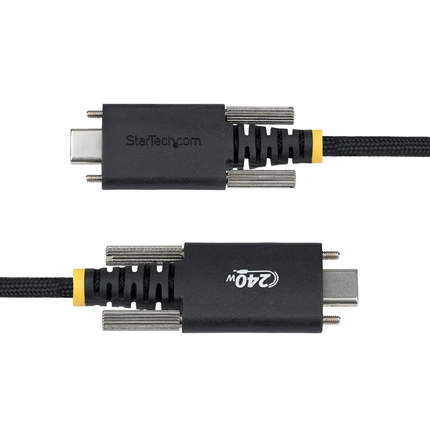 StarTech.com 6.6ft (2m) USB-C Charging Cable, Side Screw Locking, 240W (5A) PD EPR, Dual-Layer Silicone/Braided Jacket