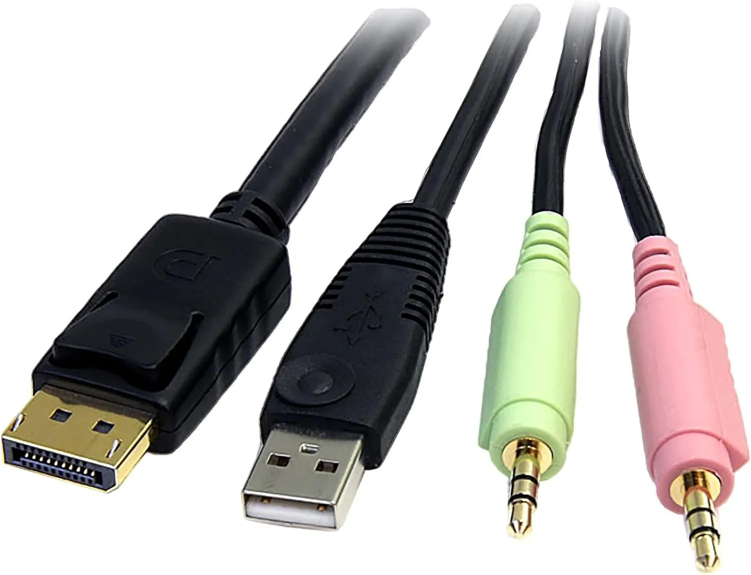 StarTech.com 6ft 4-in-1 USB DisplayPort KVM Switch Cable w/Audio & Microphone (DP4N1USB6),Black