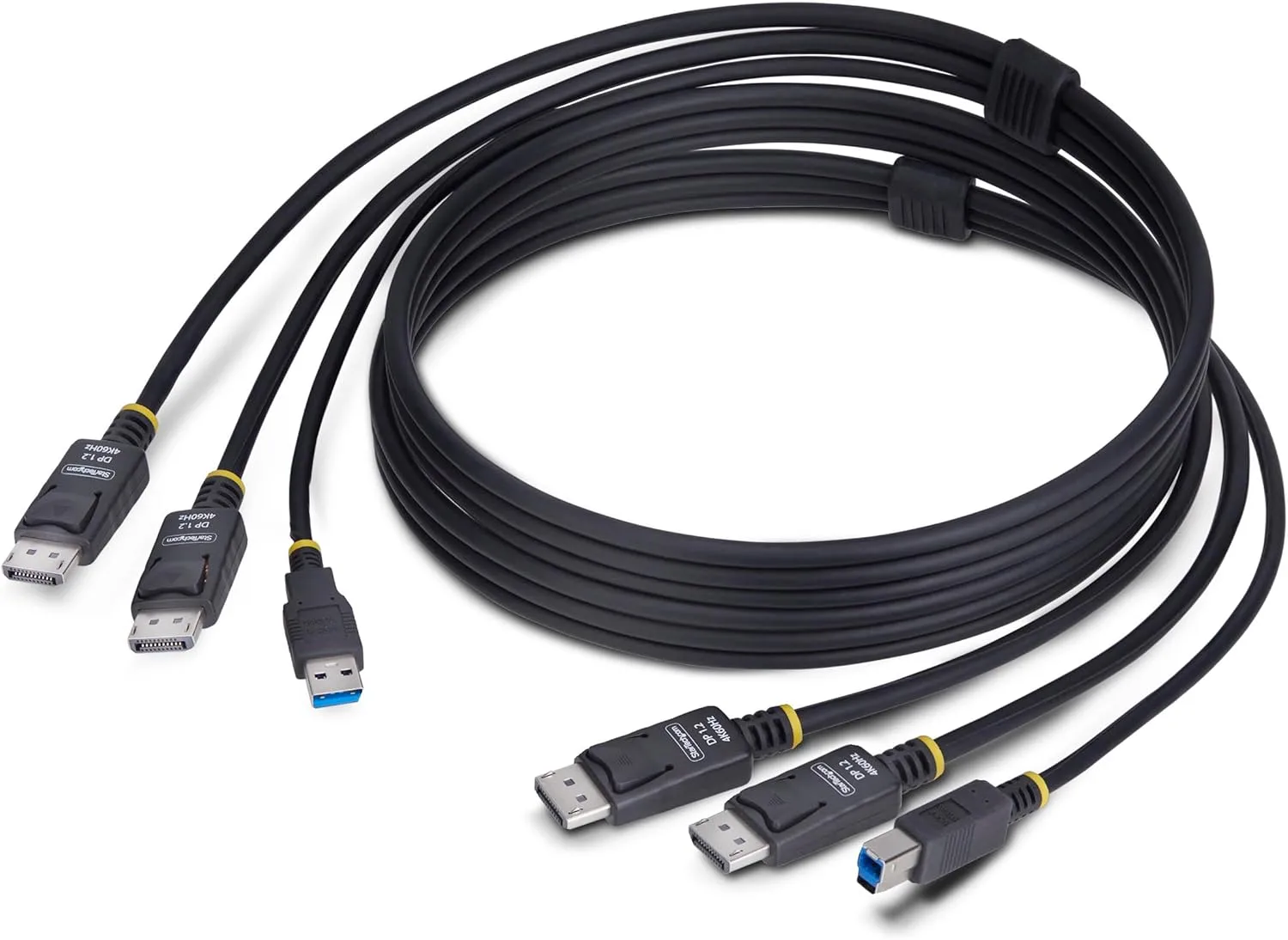 StarTech.com 6ft (1.8m) Dual-DisplayPort and USB 5Gbps KVM Cable, 4K 60Hz, Universal Compatible Combo Cable for KVM Switches