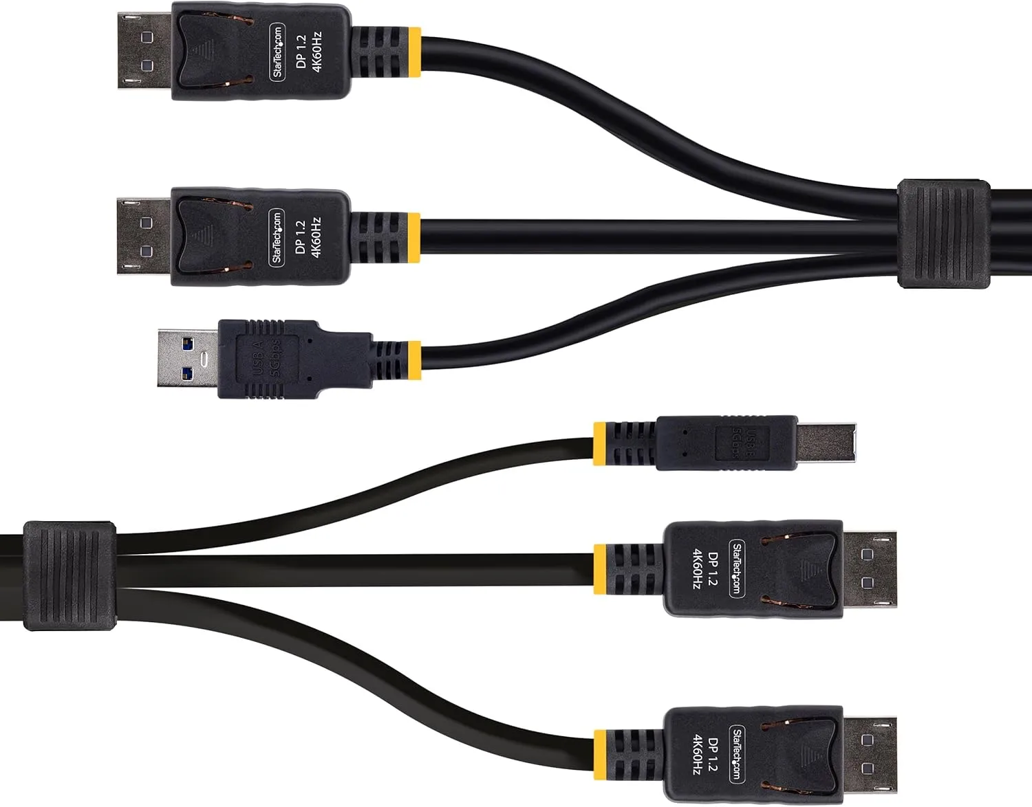 StarTech.com 6ft (1.8m) Dual-DisplayPort and USB 5Gbps KVM Cable, 4K 60Hz, Universal Compatible Combo Cable for KVM Switches