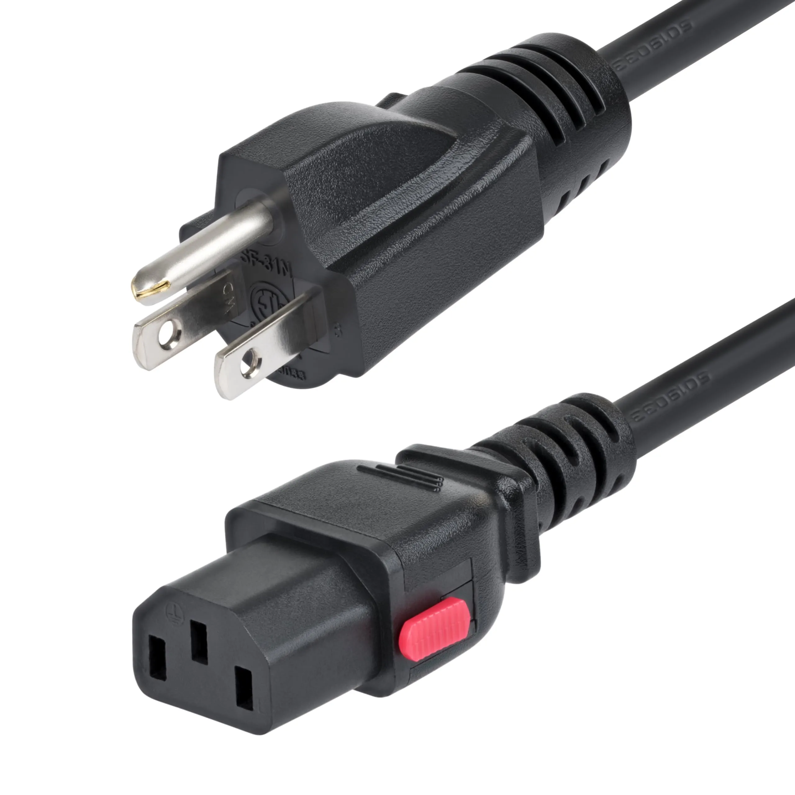 StarTech.com 6ft (1.8m) Computer Power Cord, NEMA 5-15P to Locking C13, 125V 10A, 18AWG, Replacement AC Power Cable, ETL Listed, TAA