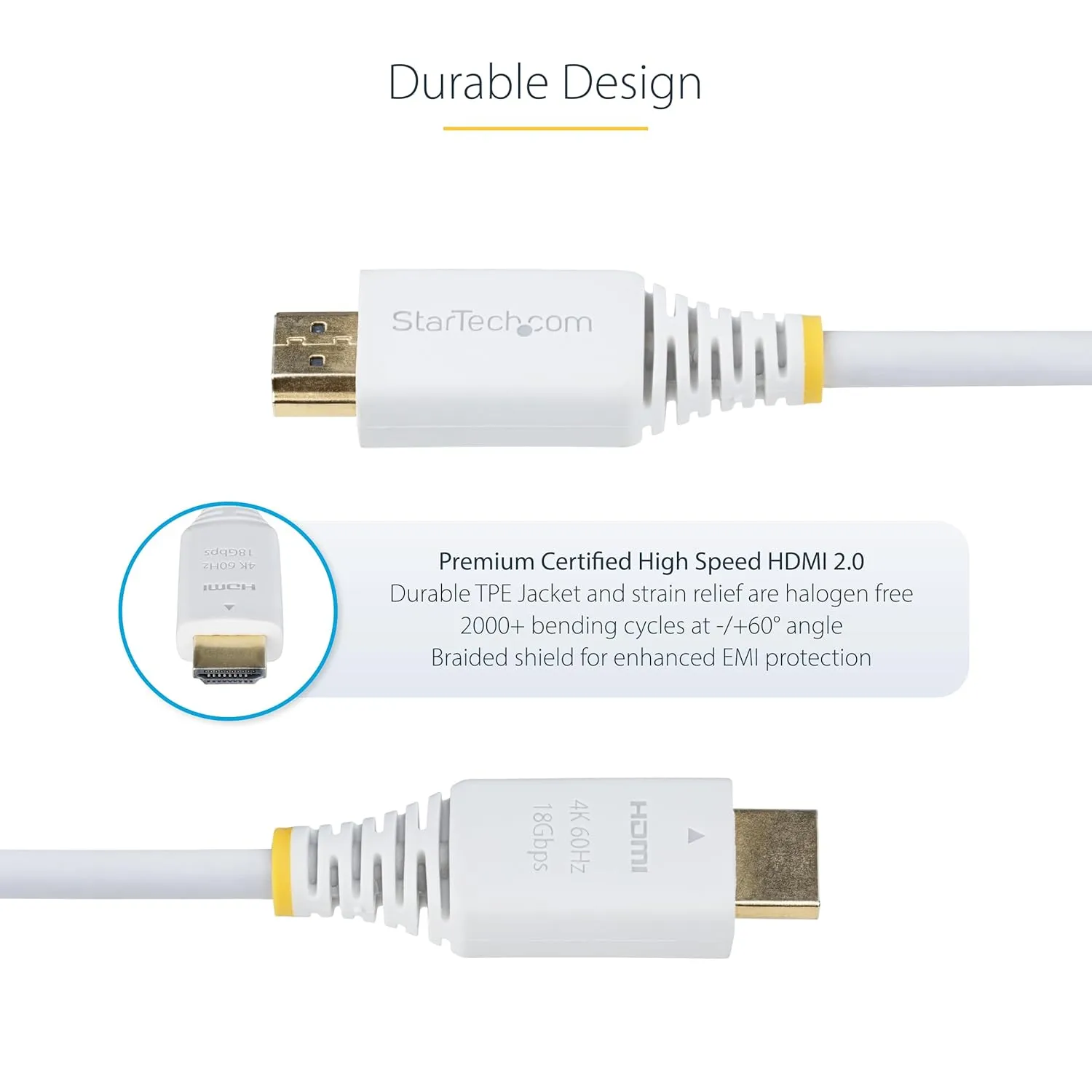 StarTech.com Premium Certified High Speed HDMI 2.0 Cable, 18Gbps, 4K 60Hz