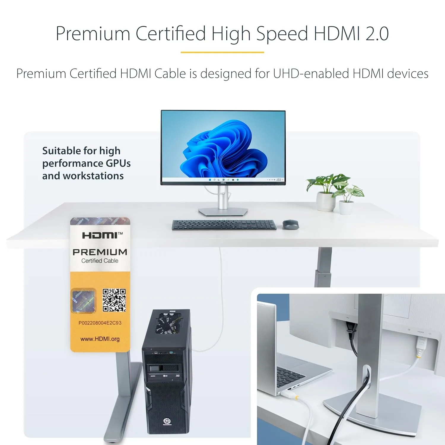 StarTech.com Premium Certified High Speed HDMI 2.0 Cable, 18Gbps, 4K 60Hz
