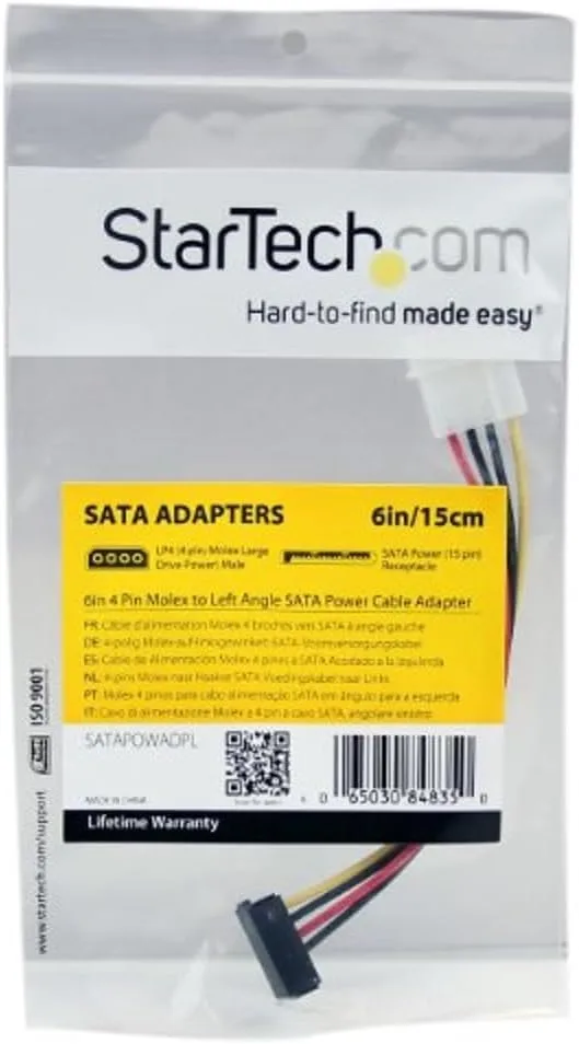 StarTech.com 6in LP4 (4-pin Molex) to SATA Power Cable Adapter