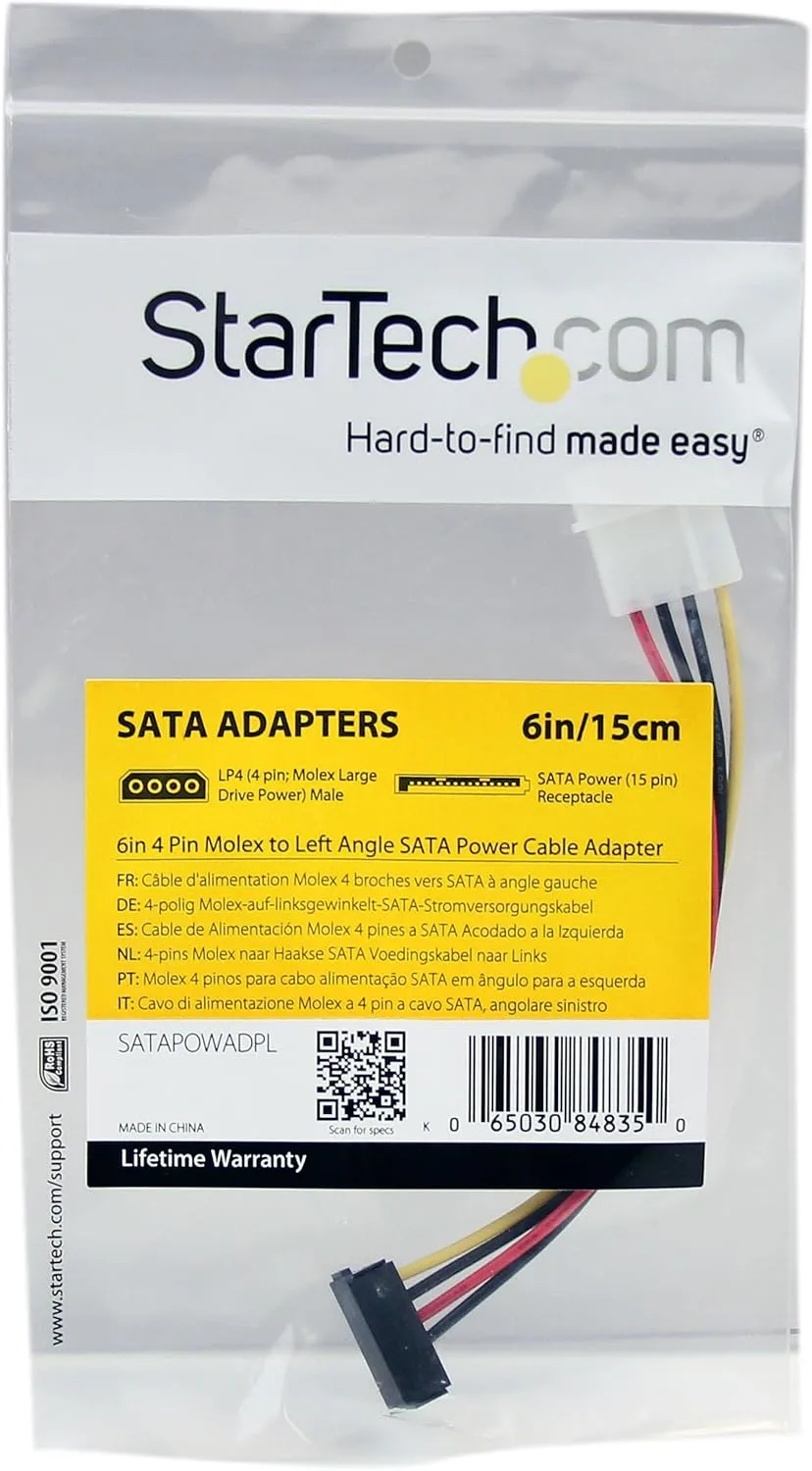 StarTech.com 6in LP4 (4-pin Molex) to SATA Power Cable Adapter