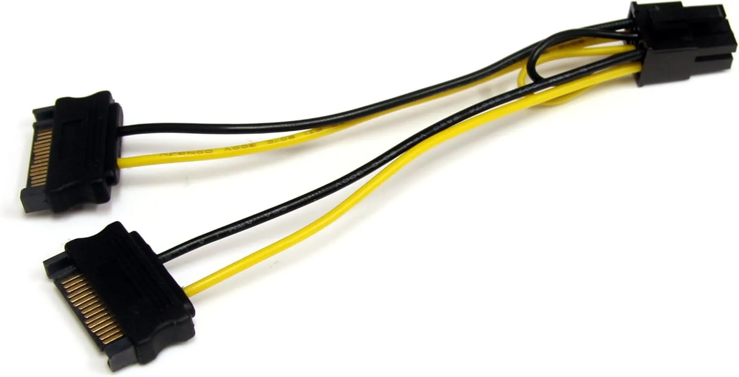 StarTech.com 6in SATA Power to 6 Pin PCI Express Video Card Power Cable Adapter - SATA to 6 pin PCIe power, Black