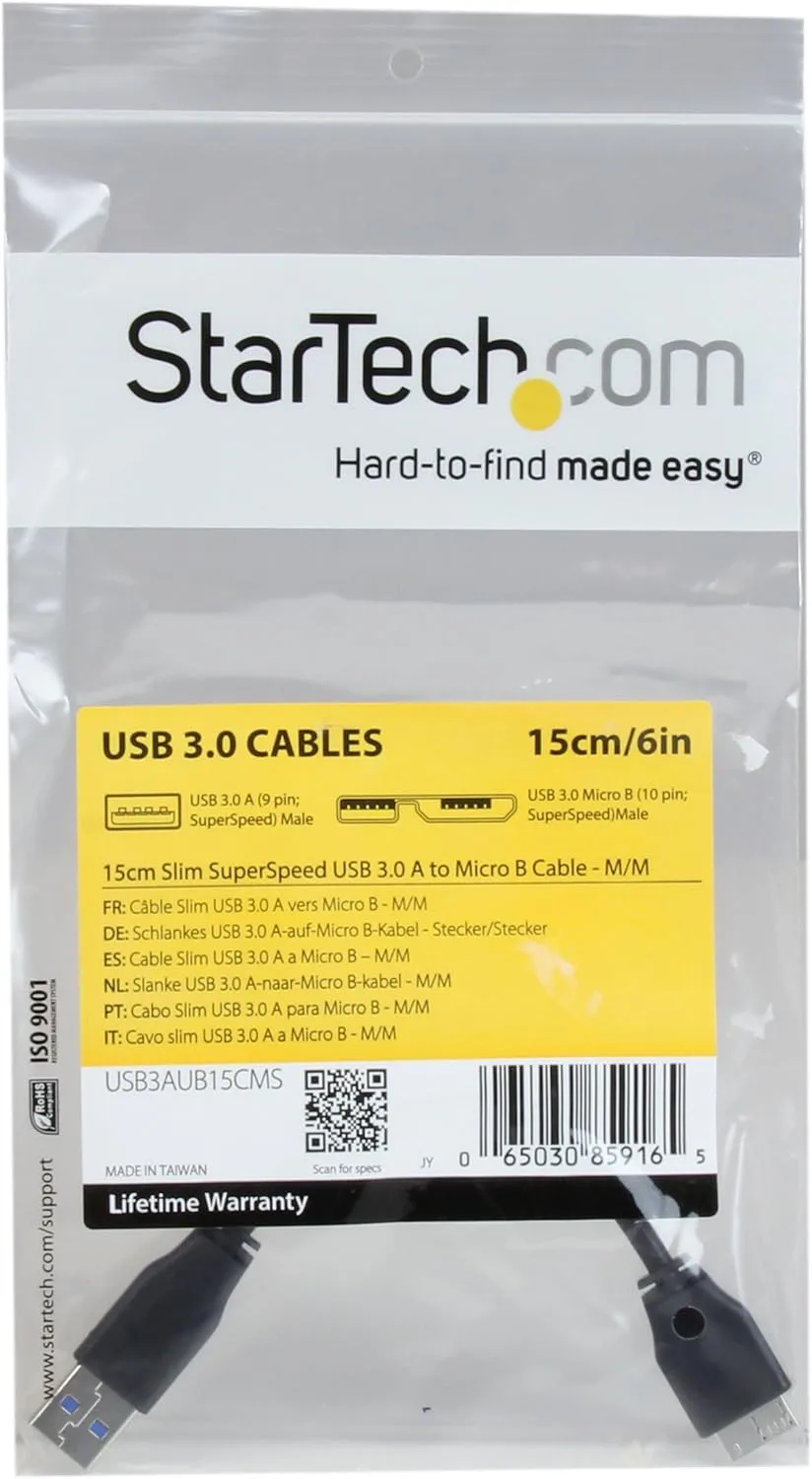 StarTech.com Slim SuperSpeed USB 3.0 A to Micro B Cable