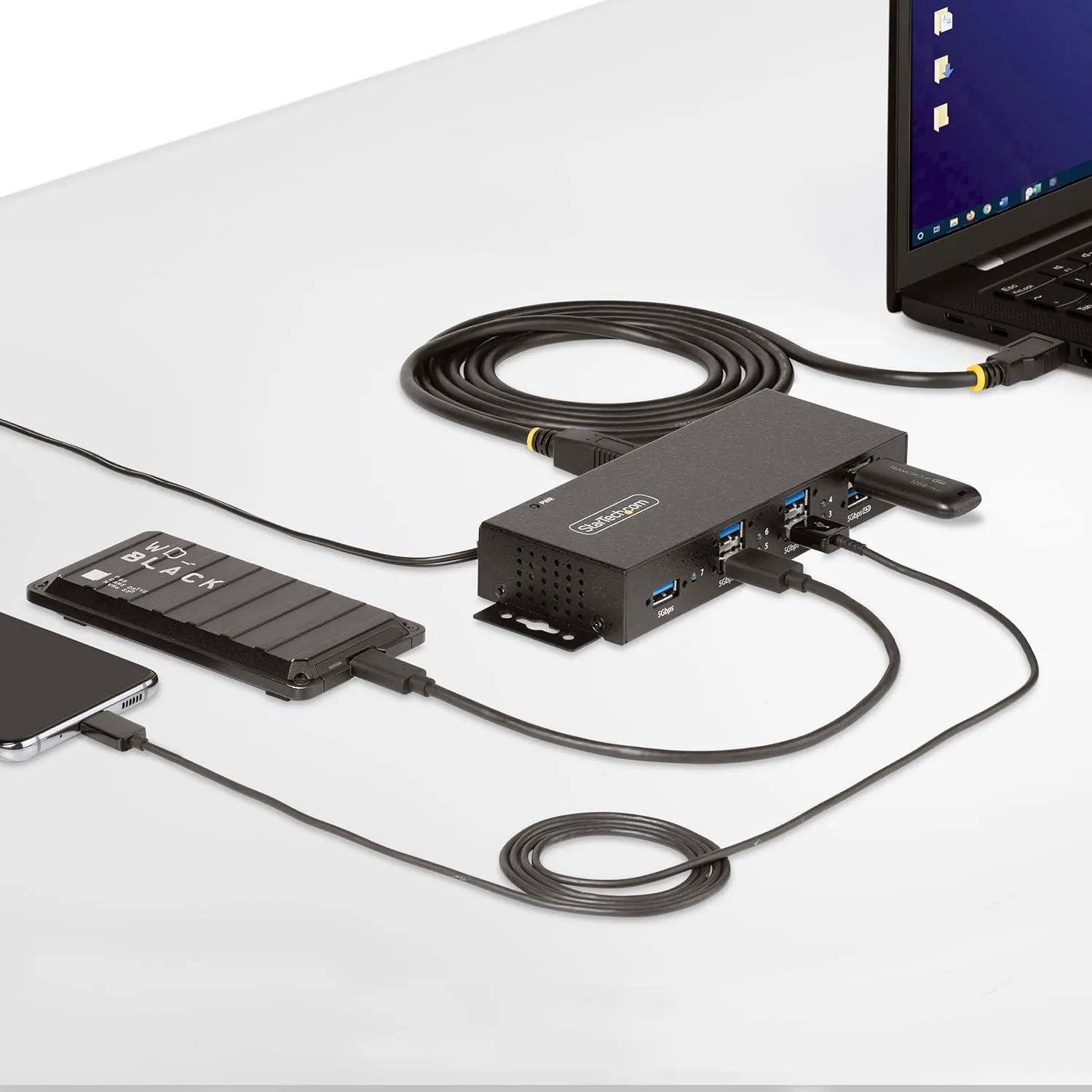 StarTech.com 7-Port Managed USB Hub with 7X USB-A, Heavy Duty with Metal Industrial Housing, ESD & Surge Protection