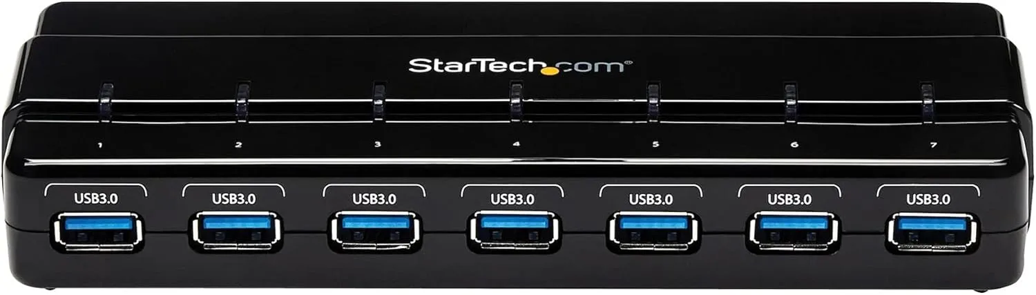 StarTech.com 7 Port USB 3.0 Hub – Up To 5 Gbps – 7 x USB – Universal Multi Port USB Extender for Your Desktop