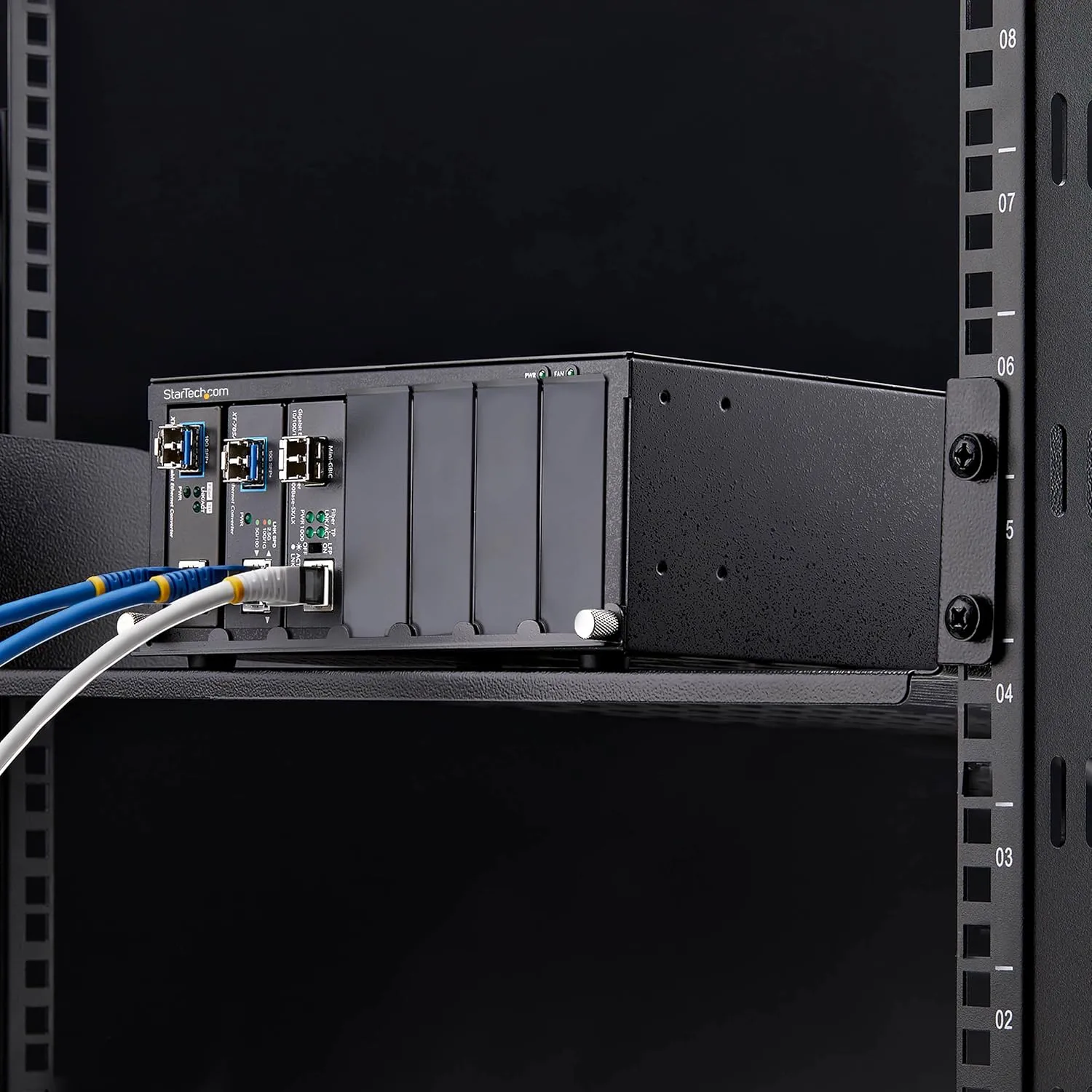 StarTech.com 7-Slot Unmanaged Media Converter Chassis, 10in Rackmount for MCM Media Converter Series, Active Cooling, TAA