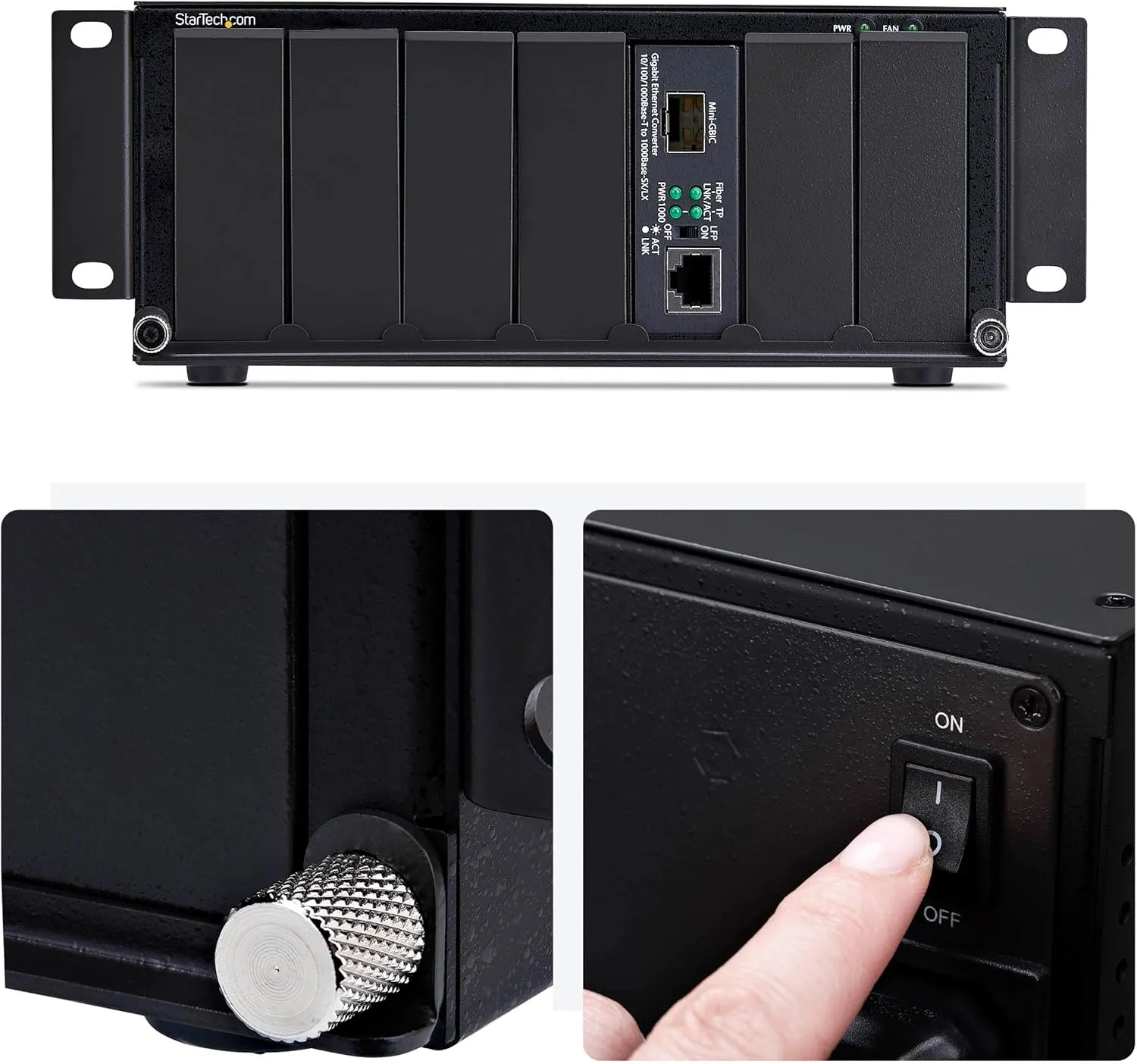 StarTech.com 7-Slot Unmanaged Media Converter Chassis, 10in Rackmount for MCM Media Converter Series, Active Cooling, TAA