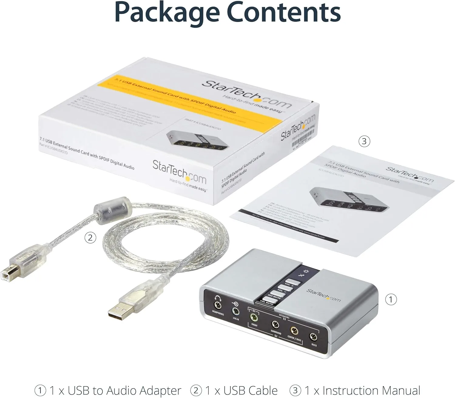 StarTech.com 7.1 USB Sound Card - External Sound Card for Laptop with SPDIF Digital Audio - Sound Card for PC