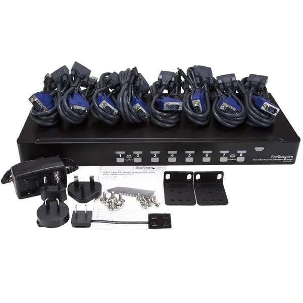 StarTech.com 8 Port 1U Rackmount USB VGA KVM Switch with OSD