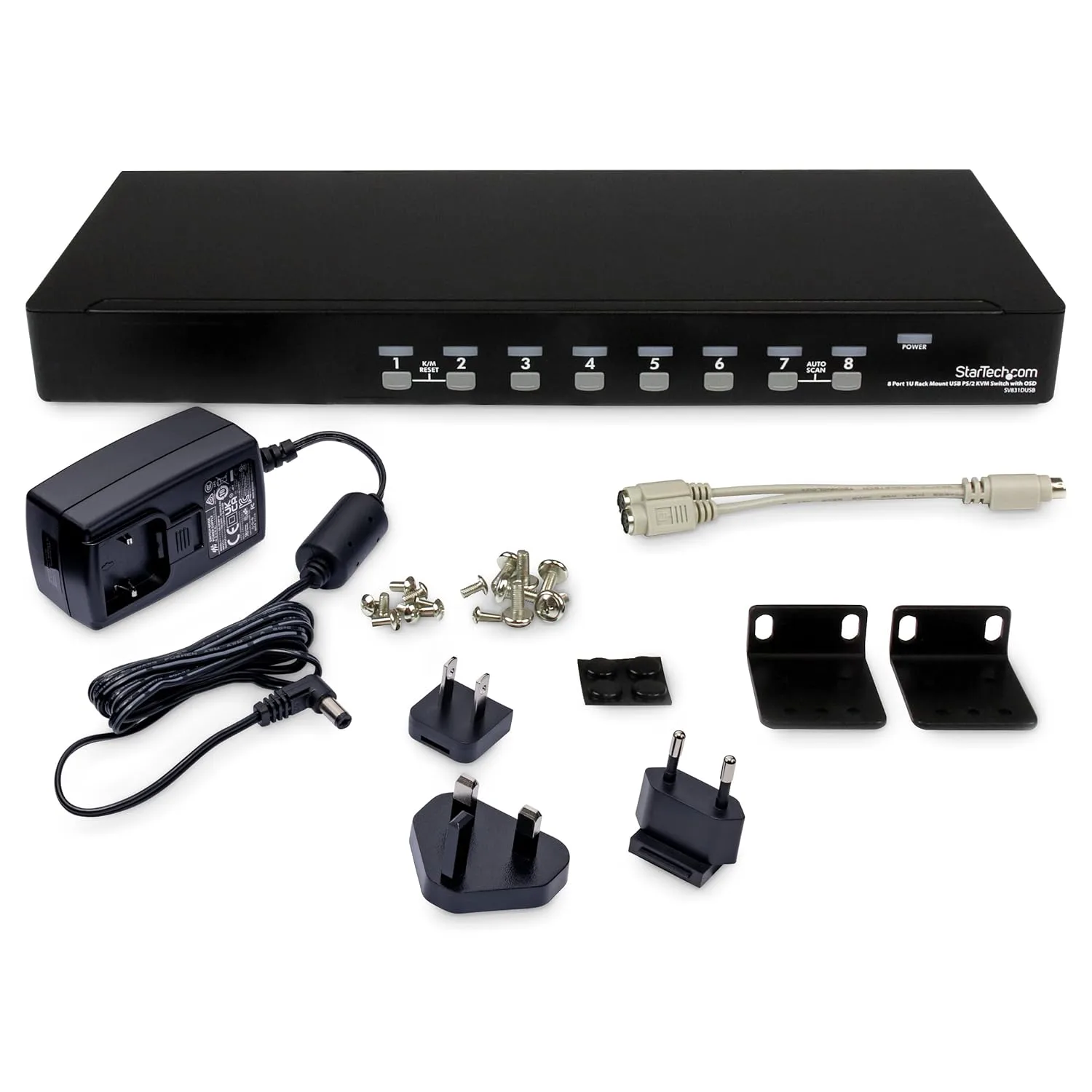 StarTech.com 8 Port 1U Rackmount USB VGA KVM Switch with OSD
