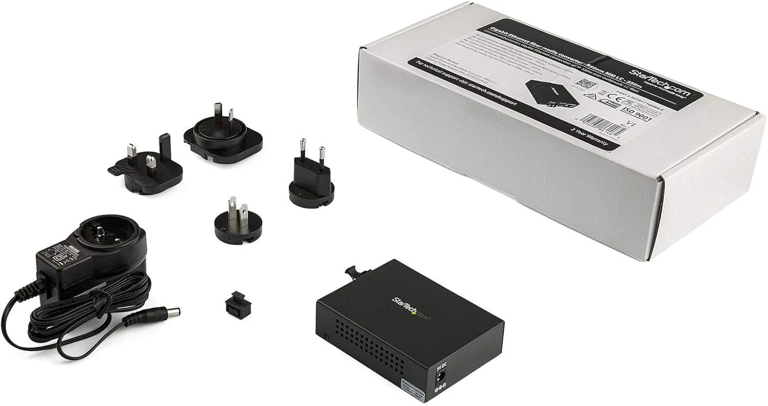 StarTech.com Gigabit Ethernet Fiber Media Converter - Compact - 850nm MM LC - 550m - With MM SFP Transceiver - MCM1110MMLC