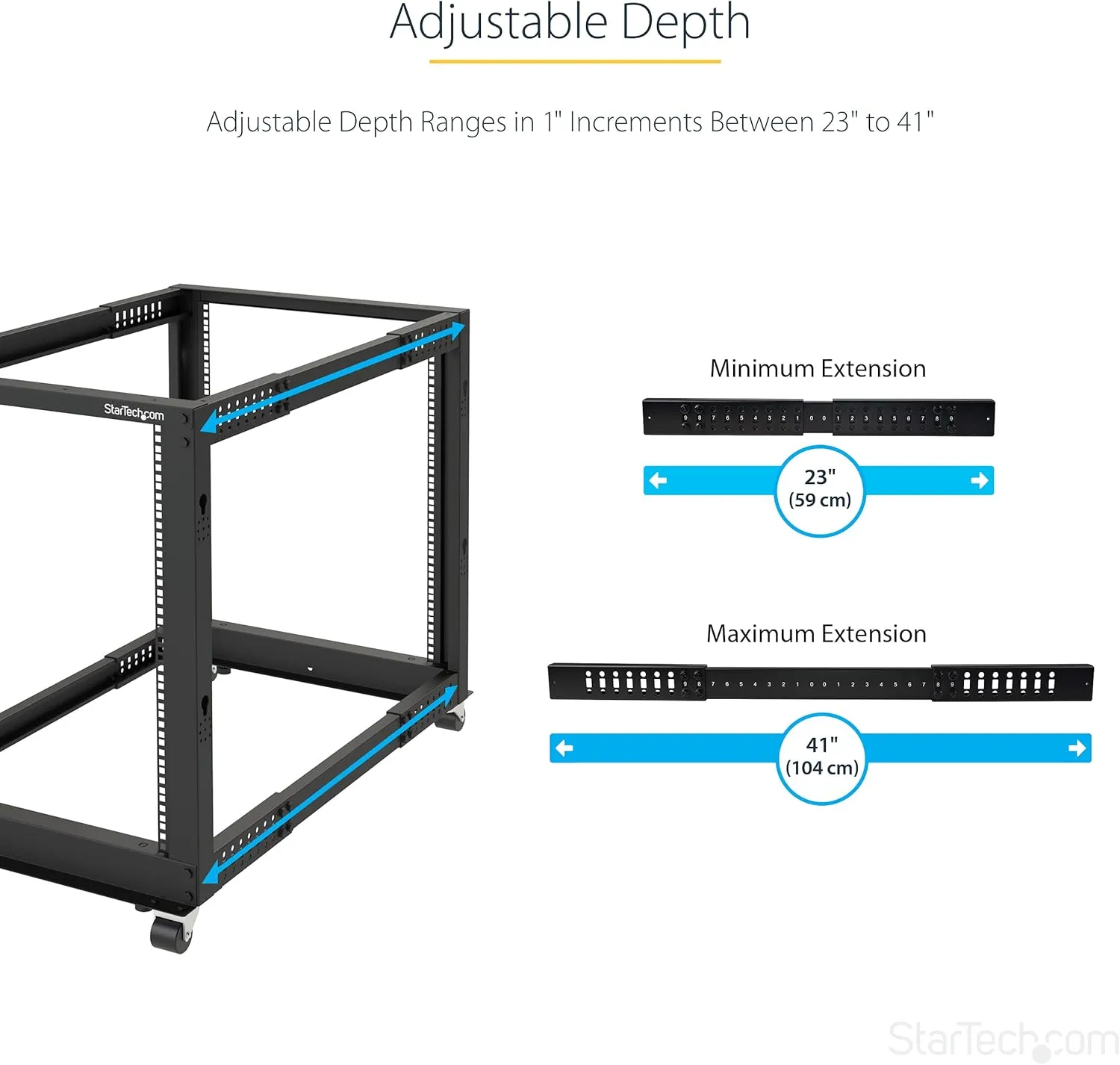 StarTech.com 4-Post Mobile Open Frame 19in Server Rack
