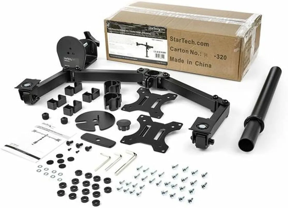 StarTech.com Desk Mount Dual Monitor Arm - Desk Clamp/Grommet VESA Monitor Mount for up to 32 inch Displays