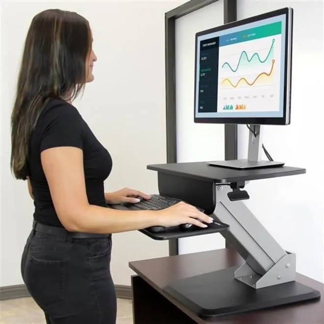 StarTech.com Sit-to-Stand Desk Converter - Height Adjustable Desktop Riser, Black