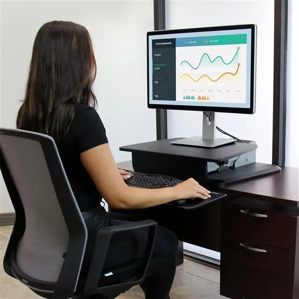 StarTech.com Sit-to-Stand Desk Converter - Height Adjustable Desktop Riser, Black