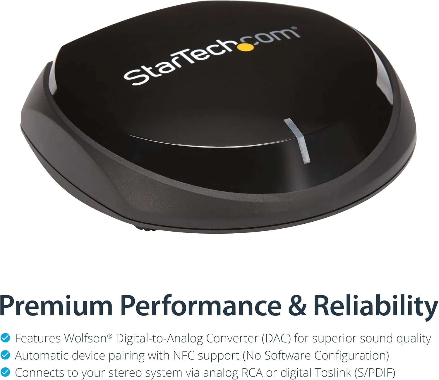 StarTech.com Bluetooth 5.0 Audio Receiver with NFC - Bluetooth Wireless Audio Adapter BT 5.0-66ft (20m) Range