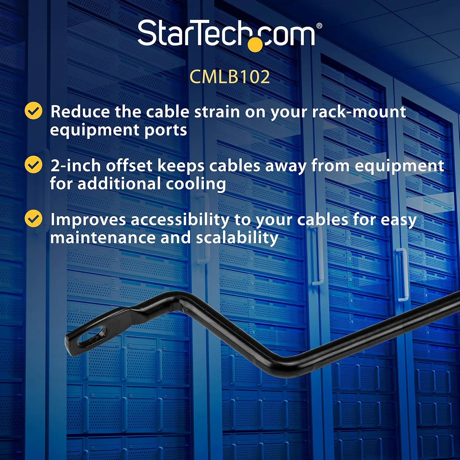 StarTech.com 1U Horizontal Cable Lacing Bar for 19in Racks