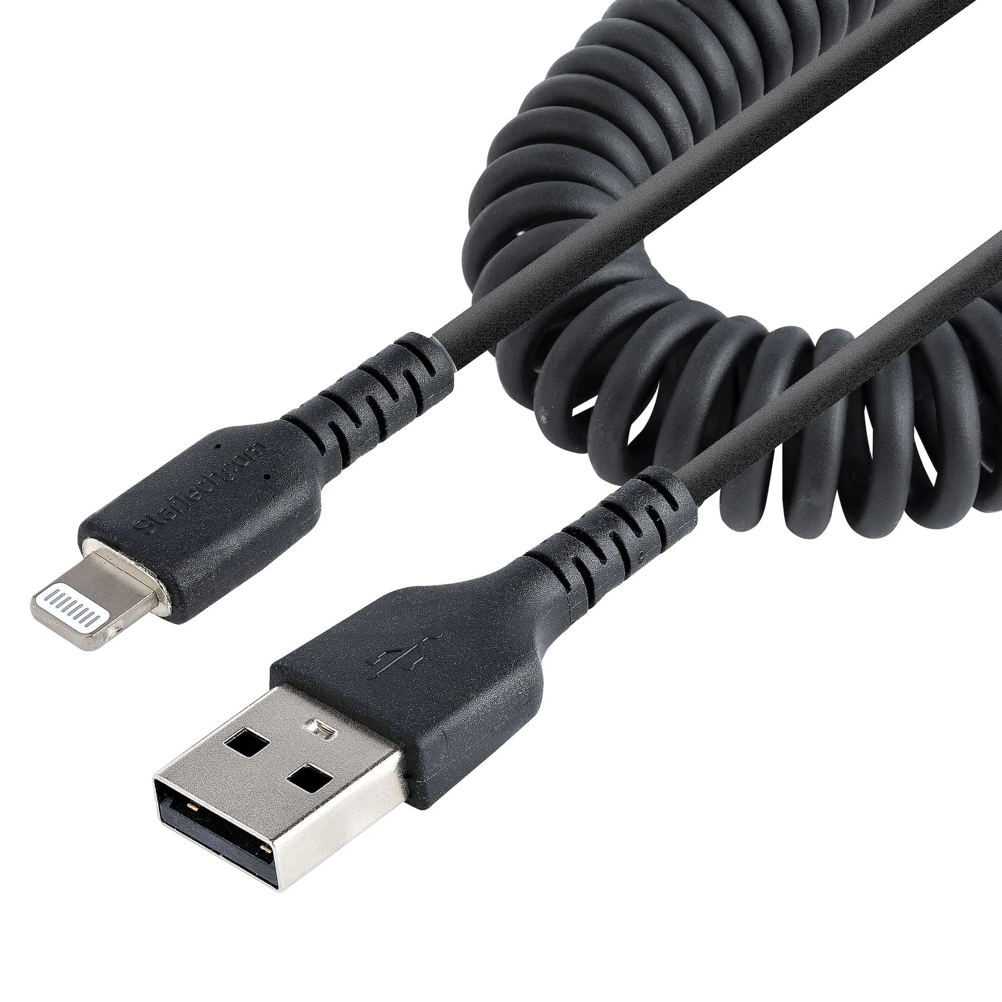 StarTech.com Coiled USB-A to Lightning Cable, MFi Certified, Durable TPE Jacket, Aramid Fiber Reinforced