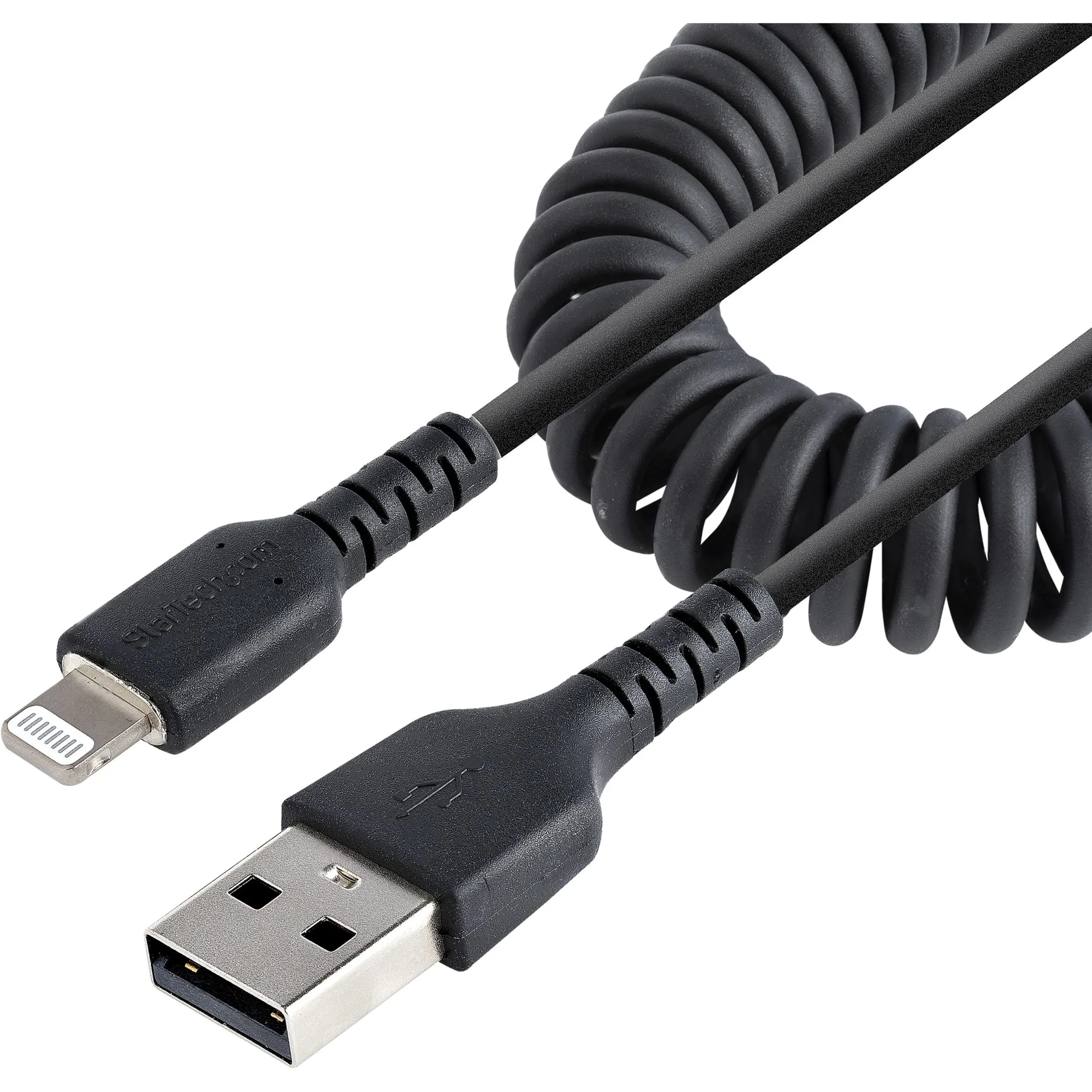 StarTech.com Coiled USB-A to Lightning Cable, MFi Certified, Durable TPE Jacket, Aramid Fiber Reinforced