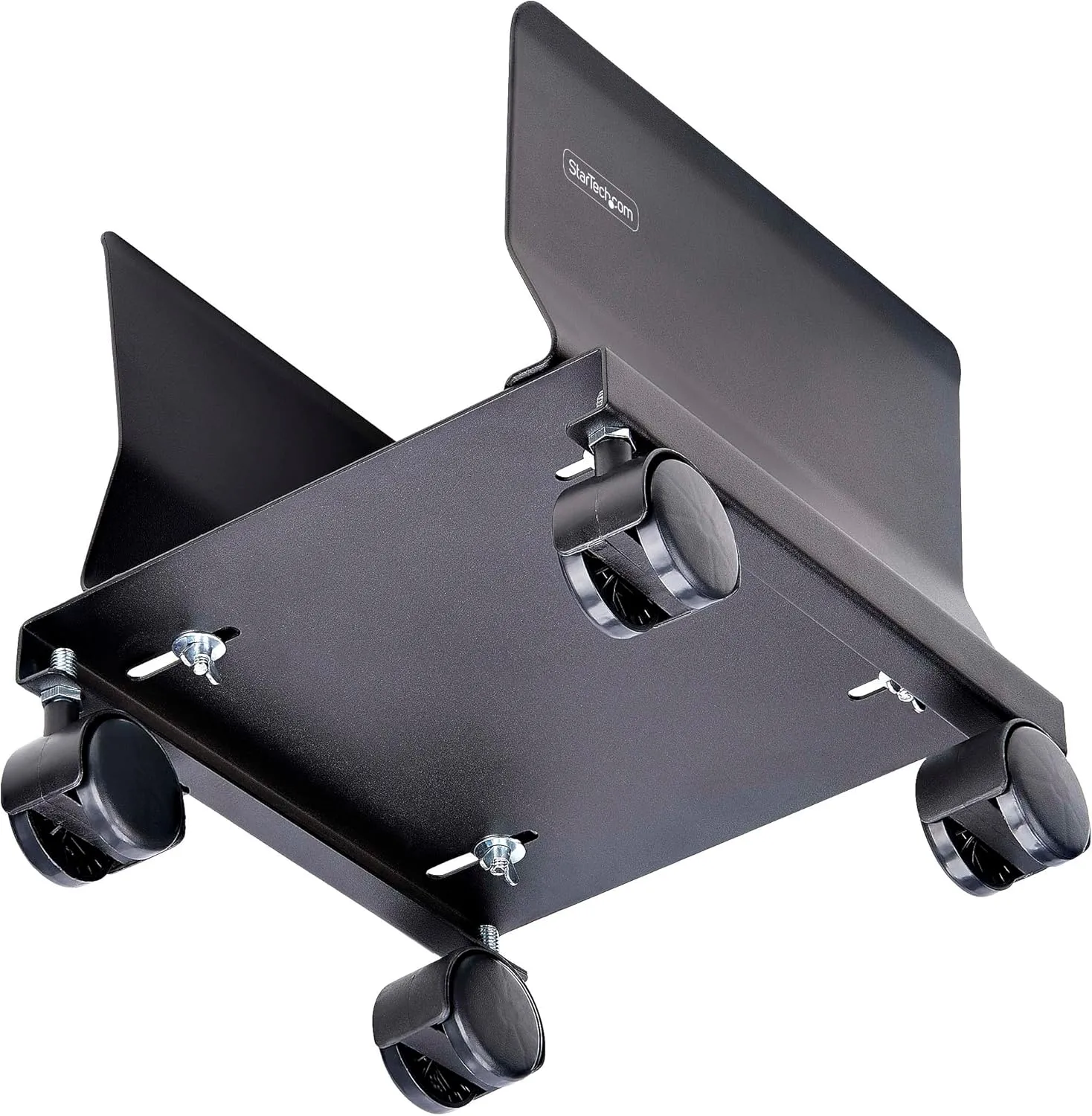 StarTech.com Computer Tower Cart, Rolling Mobile CPU Caddy on Wheels, Max Load 46.3lb/21kg, Adjustable Desktop Case Mount