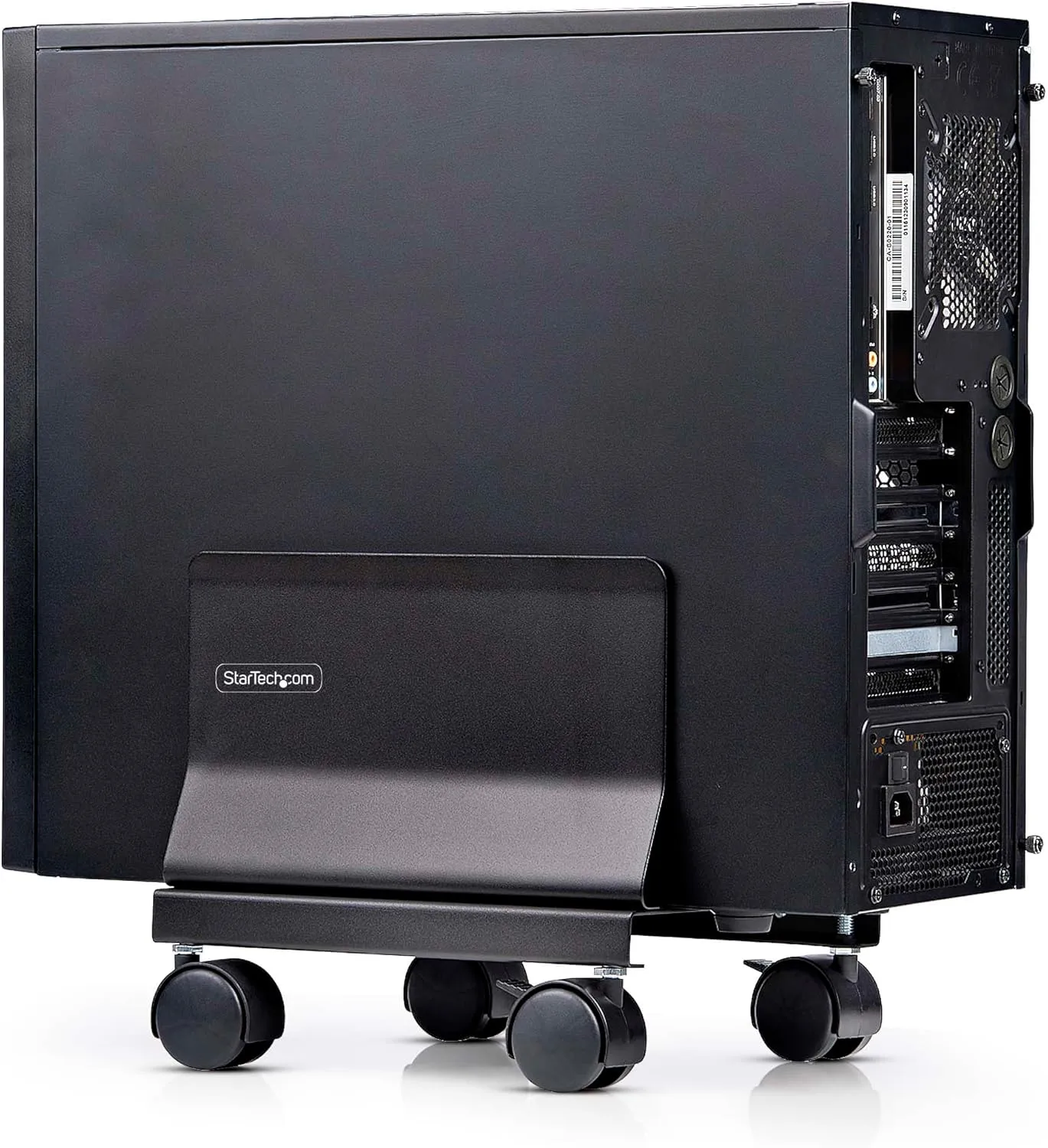 StarTech.com Computer Tower Cart, Rolling Mobile CPU Caddy on Wheels, Max Load 46.3lb/21kg, Adjustable Desktop Case Mount