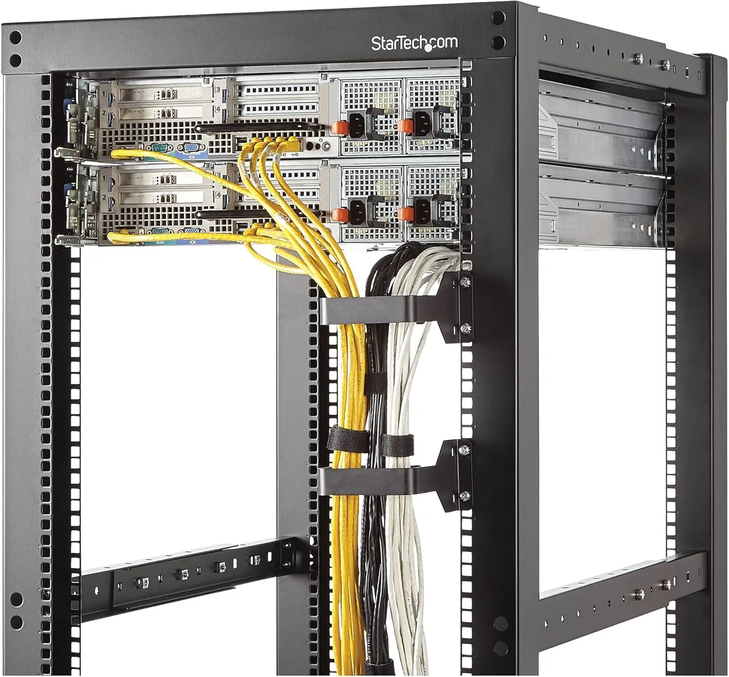 StarTech.com Vertical Server Rack Cable Management D-Ring Hook - Steel, Black