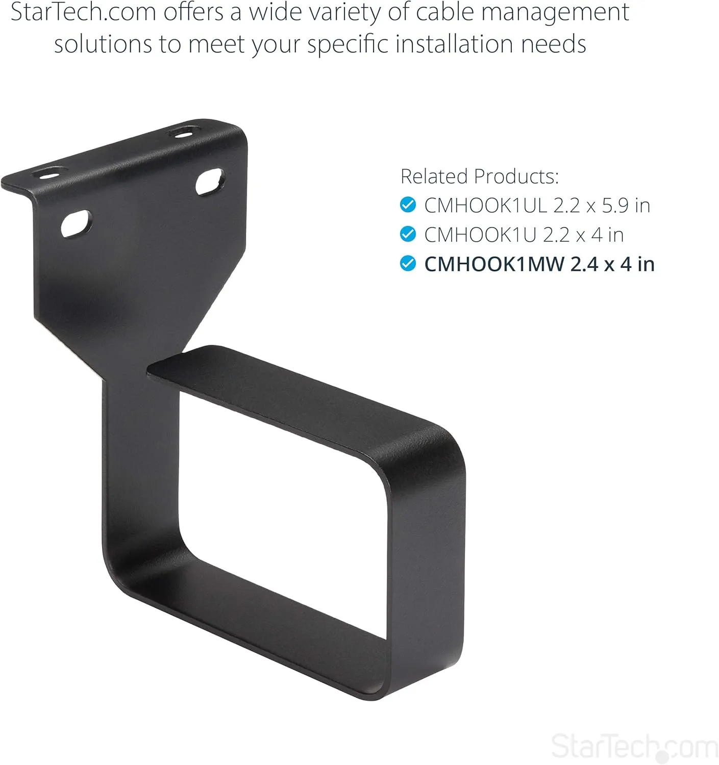 StarTech.com Vertical Server Rack Cable Management D-Ring Hook - Steel, Black