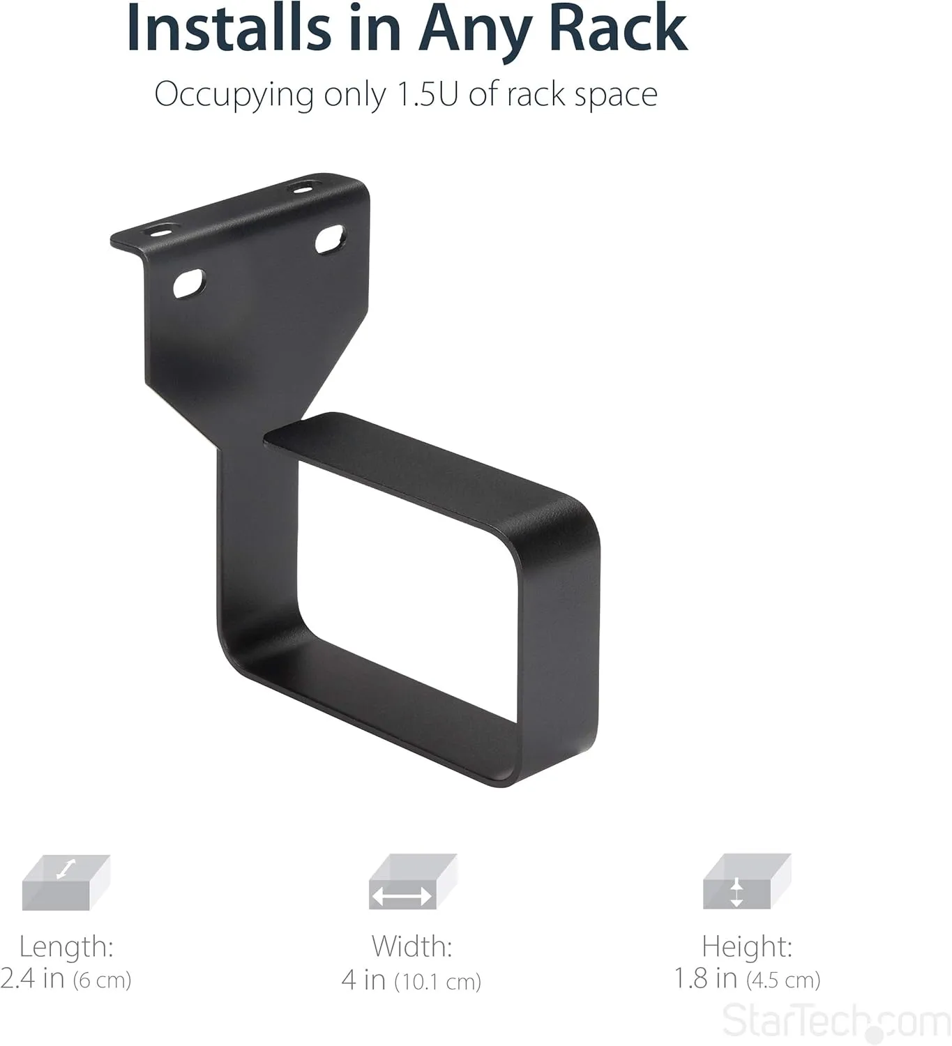 StarTech.com Vertical Server Rack Cable Management D-Ring Hook - Steel, Black