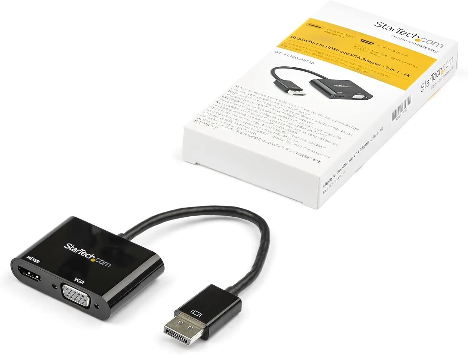 StarTech.com DisplayPort to HDMI VGA Adapter - DP 1.2 HBR2 to HDMI 2.0 (4K 60Hz) or VGA 1080p Converter Dongle