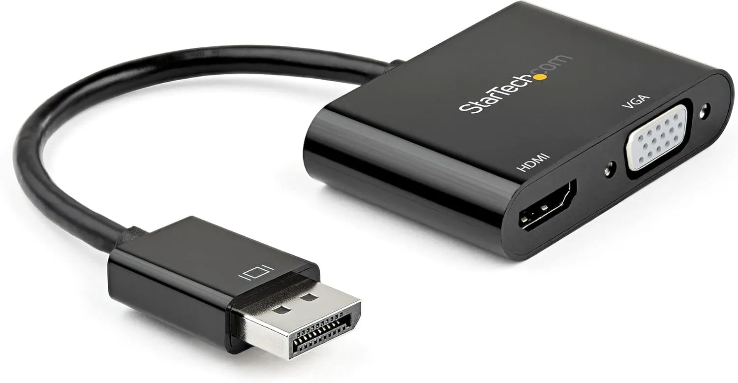 StarTech.com DisplayPort to HDMI VGA Adapter - DP 1.2 HBR2 to HDMI 2.0 (4K 60Hz) or VGA 1080p Converter Dongle