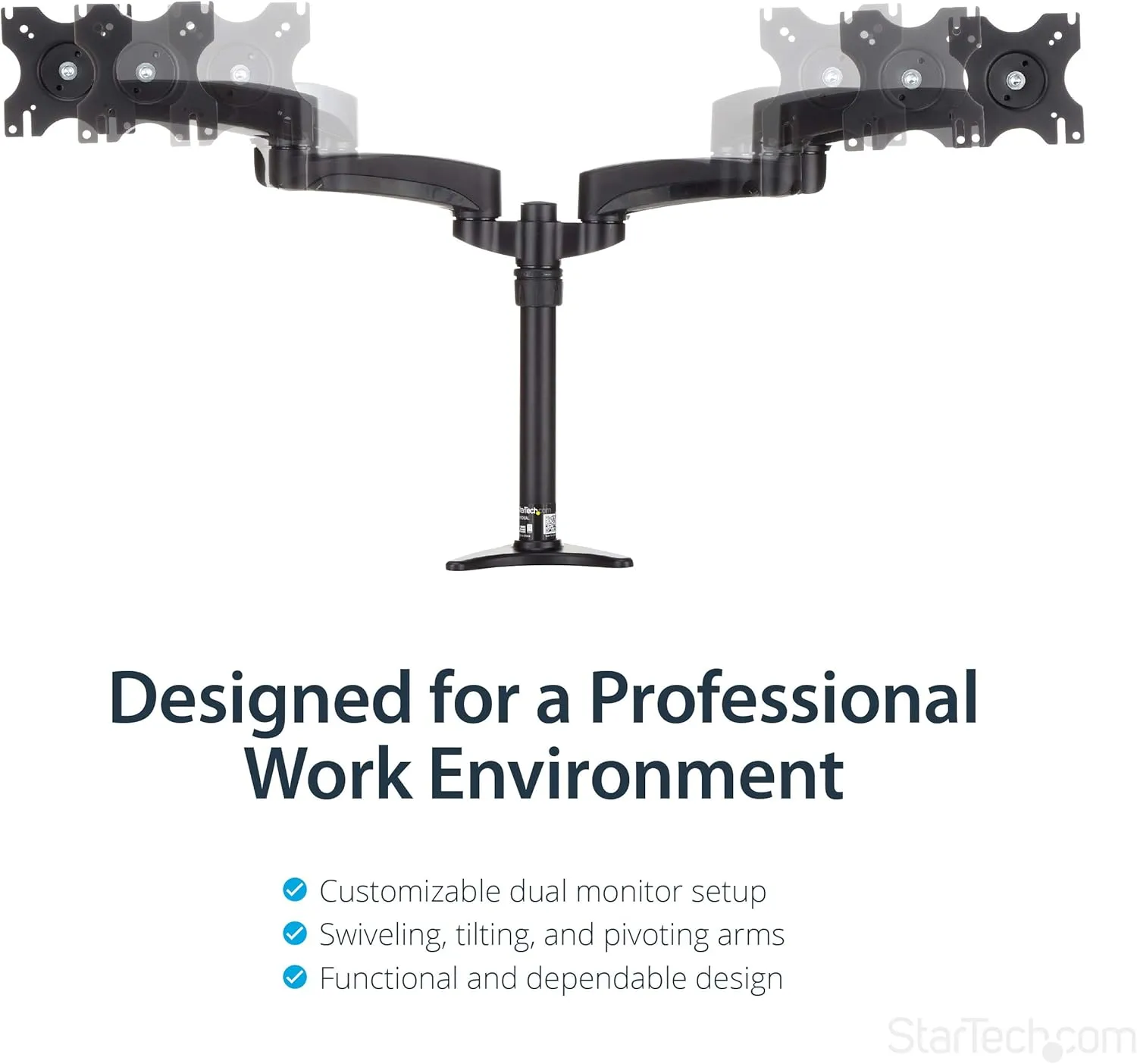 StarTech.com Desk Mount Dual Monitor Arm - Articulating - Supports Monitors 12'' to 24" (29.9lb/13.6kg)